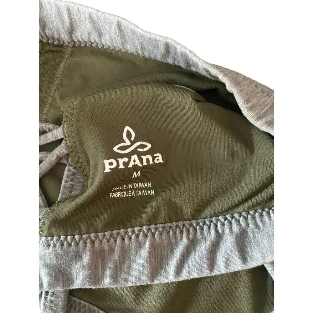 PrAna Green Geometric Print Lattice Back Isaline Sports Bra Size Medium - Picture 4 of 4